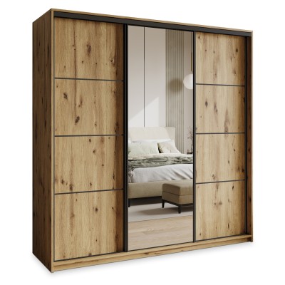 Szafa Przesuwna VARO 200 cm z Lustrem Szafa Trzydrzwiowa z Szufladami