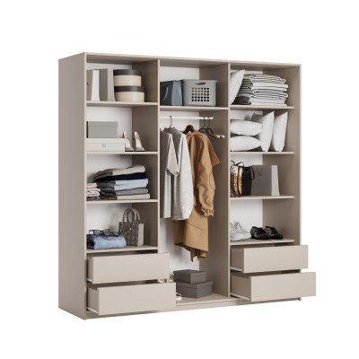 Szafa Przesuwna VARO 200 cm z Lustrem Szafa Trzydrzwiowa z Szufladami