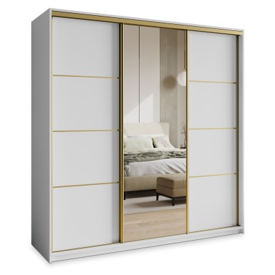 Szafa Przesuwna VARO 200 cm z Lustrem Szafa Trzydrzwiowa z Szufladami