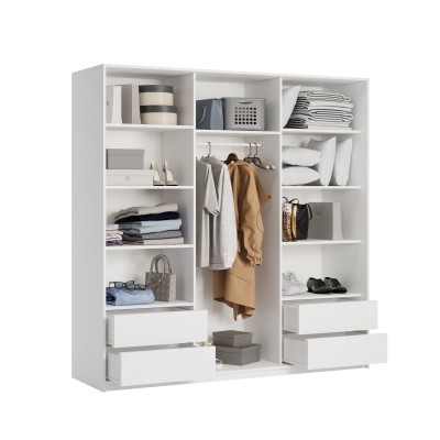 Szafa Przesuwna VARO 200 cm z Lustrem Szafa Trzydrzwiowa z Szufladami