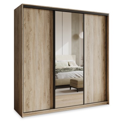 Szafa Przesuwna TAVI 200 cm z Lustrem Szafa Trzydrzwiowa z Szufladami