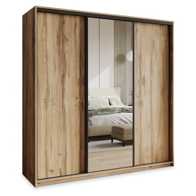 Szafa Przesuwna TAVI 200 cm z Lustrem Szafa Trzydrzwiowa z Szufladami