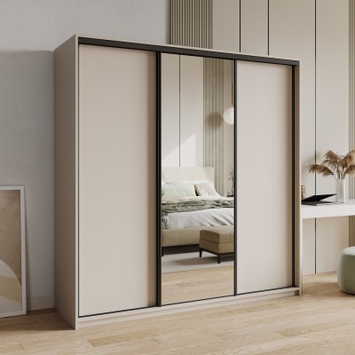 Szafa Przesuwna TAVI 200 cm z Lustrem Szafa Trzydrzwiowa z Szufladami