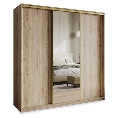 Szafa Przesuwna TAVI 200 cm z Lustrem Szafa Trzydrzwiowa z Szufladami