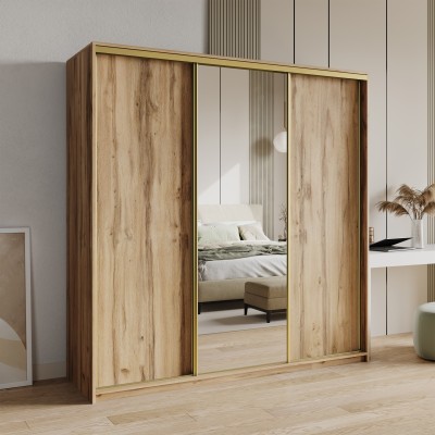 Szafa Przesuwna TAVI 200 cm z Lustrem Szafa Trzydrzwiowa z Szufladami