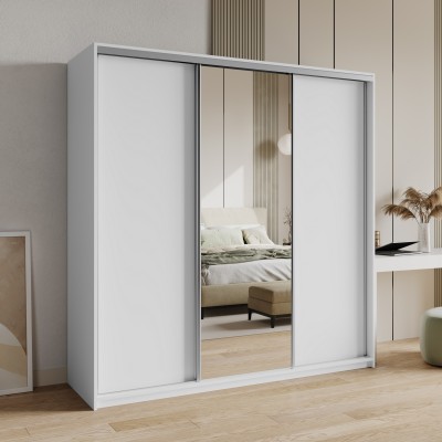 Szafa Przesuwna TAVI 200 cm z Lustrem Szafa Trzydrzwiowa z Szufladami