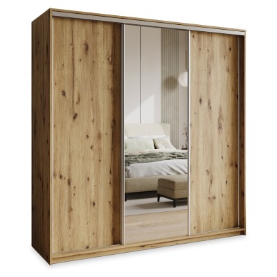 Szafa Przesuwna TAVI 200 cm z Lustrem Szafa Trzydrzwiowa z Szufladami