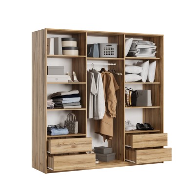 Szafa Przesuwna TAVI 200 cm z Lustrem Szafa Trzydrzwiowa z Szufladami