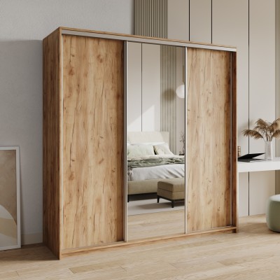 Szafa Przesuwna TAVI 200 cm z Lustrem Szafa Trzydrzwiowa z Szufladami