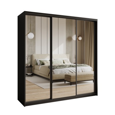 Szafa Przesuwna RIEN 200 cm z Lustrem Szafa Trzydrzwiowa z Szufladami