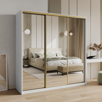 Szafa Przesuwna RIEN 200 cm z Lustrem Szafa Trzydrzwiowa z Szufladami