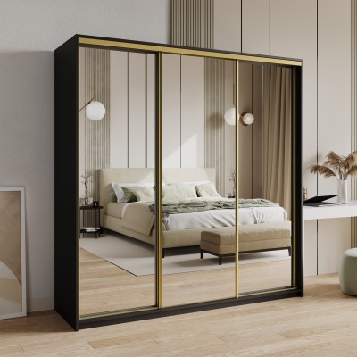 Szafa Przesuwna RIEN 200 cm z Lustrem Szafa Trzydrzwiowa z Szufladami