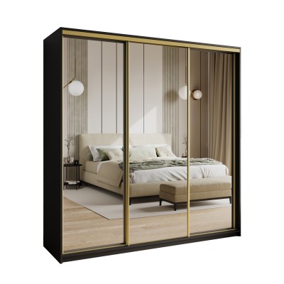 Szafa Przesuwna RIEN 200 cm z Lustrem Szafa Trzydrzwiowa z Szufladami