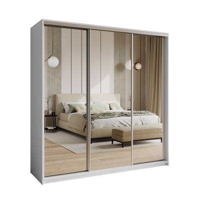 Szafa Przesuwna RIEN 200 cm z Lustrem Szafa Trzydrzwiowa z Szufladami