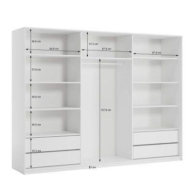 Szafa Przesuwna VARO 270 cm z Lustrem Szafa Trzydrzwiowa z Szufladami