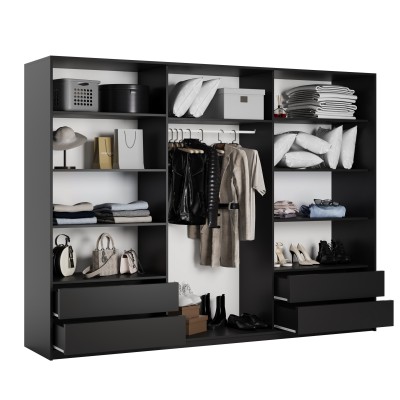 Szafa Przesuwna VARO 270 cm z Lustrem Szafa Trzydrzwiowa z Szufladami