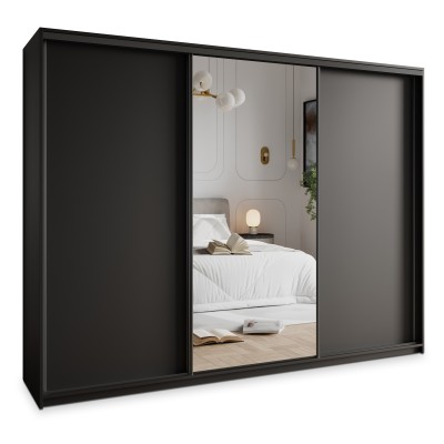 Szafa Przesuwna TAVI 270 cm z Lustrem Szafa Trzydrzwiowa z Szufladami