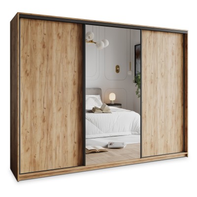 Szafa Przesuwna TAVI 270 cm z Lustrem Szafa Trzydrzwiowa z Szufladami