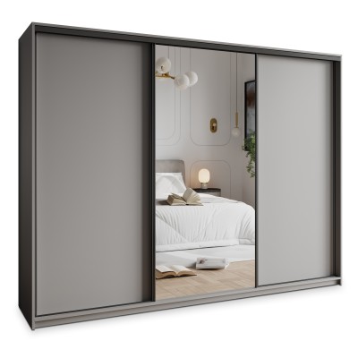 Szafa Przesuwna TAVI 270 cm z Lustrem Szafa Trzydrzwiowa z Szufladami