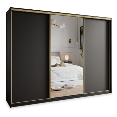 Szafa Przesuwna TAVI 270 cm z Lustrem Szafa Trzydrzwiowa z Szufladami