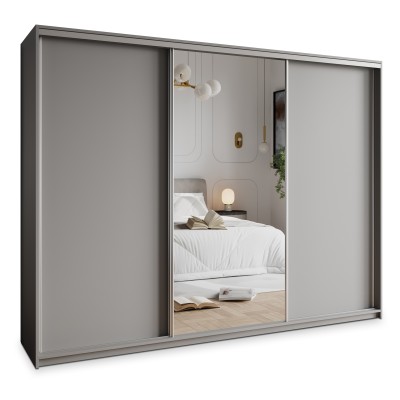 Szafa Przesuwna TAVI 270 cm z Lustrem Szafa Trzydrzwiowa z Szufladami