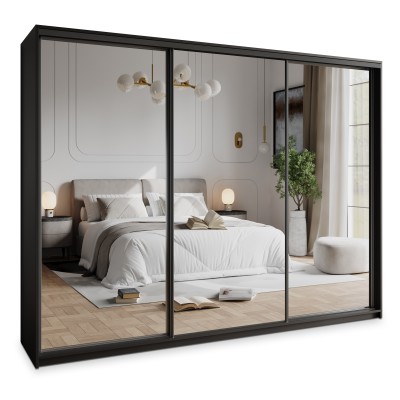 Szafa Przesuwna RIEN 270 cm z Lustrem Szafa Trzydrzwiowa z Szufladami