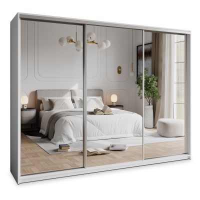 Szafa Przesuwna RIEN 270 cm z Lustrem Szafa Trzydrzwiowa z Szufladami