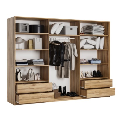 Szafa Przesuwna NISSE 270 cm Szafa Trzydrzwiowa z Szufladami