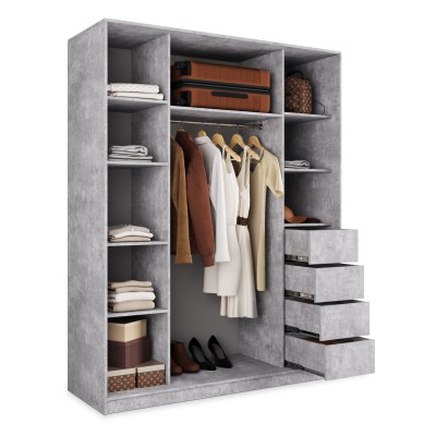 Szafa Przesuwna PINA 150 cm z Lustrem Szafa Trzydrzwiowa z Szufladami