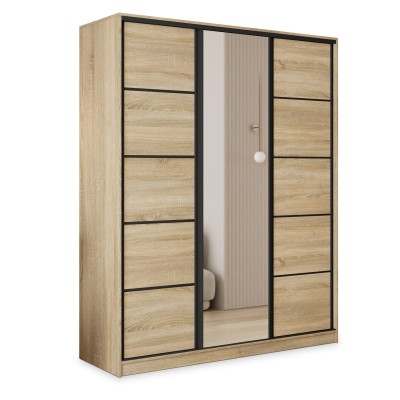 Szafa Przesuwna PINA 150 cm z Lustrem Szafa Trzydrzwiowa z Szufladami