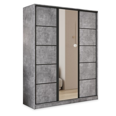 Szafa Przesuwna PINA 150 cm z Lustrem Szafa Trzydrzwiowa z Szufladami