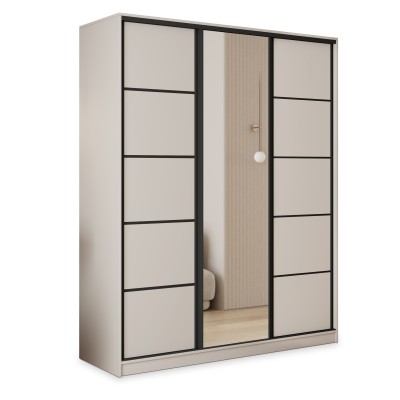 Szafa Przesuwna PINA 150 cm z Lustrem Szafa Trzydrzwiowa z Szufladami
