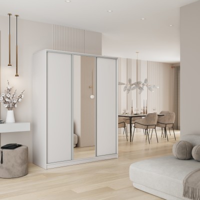 Szafa Przesuwna TARI 150 cm z Lustrem Szafa Trzydrzwiowa z Szufladami