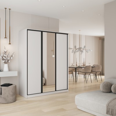 Szafa Przesuwna TARI 150 cm z Lustrem Szafa Trzydrzwiowa z Szufladami