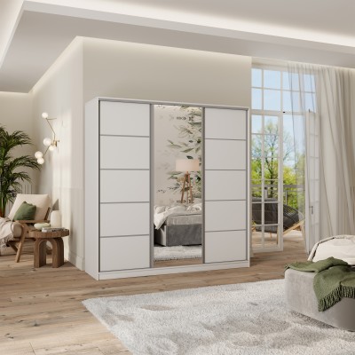 Szafa Przesuwna PINA 180 cm z Lustrem Szafa Trzydrzwiowa z Szufladami