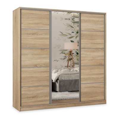 Szafa Przesuwna PINA 180 cm z Lustrem Szafa Trzydrzwiowa z Szufladami