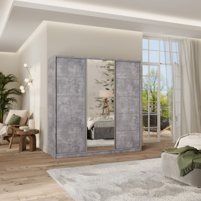 Szafa Przesuwna PINA 180 cm z Lustrem Szafa Trzydrzwiowa z Szufladami