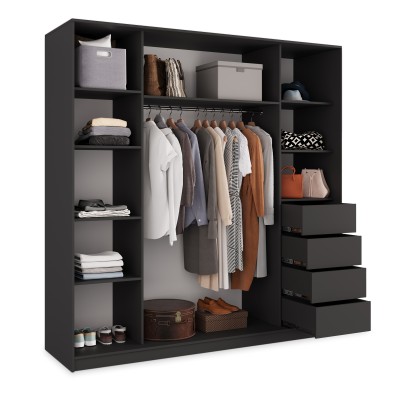 Szafa Przesuwna PINA 180 cm z Lustrem Szafa Trzydrzwiowa z Szufladami