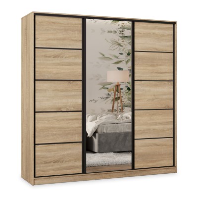 Szafa Przesuwna PINA 180 cm z Lustrem Szafa Trzydrzwiowa z Szufladami