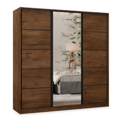 Szafa Przesuwna PINA 180 cm z Lustrem Szafa Trzydrzwiowa z Szufladami