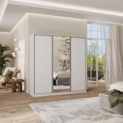 Szafa Przesuwna TARI 180 cm z Lustrem Szafa Trzydrzwiowa z Szufladami