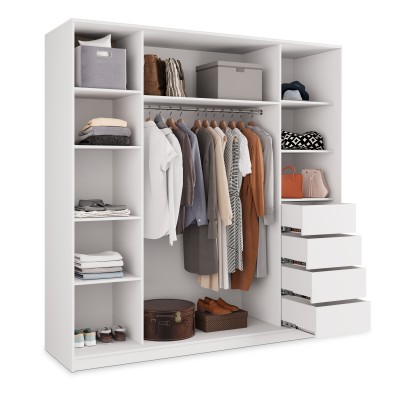 Szafa Przesuwna TARI 180 cm z Lustrem Szafa Trzydrzwiowa z Szufladami