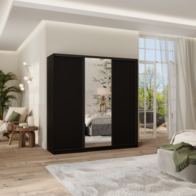 Szafa Przesuwna TARI 180 cm z Lustrem Szafa Trzydrzwiowa z Szufladami