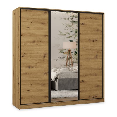 Szafa Przesuwna TARI 180 cm z Lustrem Szafa Trzydrzwiowa z Szufladami