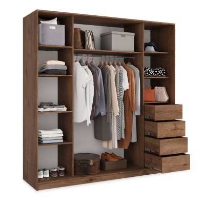 Szafa Przesuwna TARI 180 cm z Lustrem Szafa Trzydrzwiowa z Szufladami