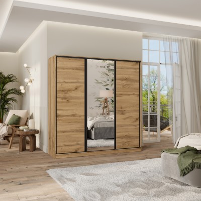 Szafa Przesuwna TARI 180 cm z Lustrem Szafa Trzydrzwiowa z Szufladami