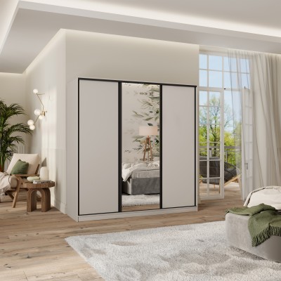 Szafa Przesuwna TARI 180 cm z Lustrem Szafa Trzydrzwiowa z Szufladami