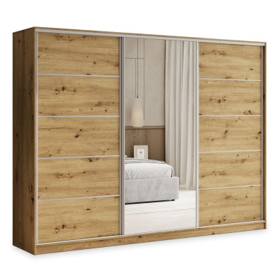 Szafa Przesuwna PINA 235 cm z Lustrem Szafa Trzydrzwiowa z Szufladami