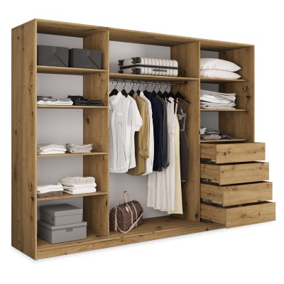 Szafa Przesuwna PINA 235 cm z Lustrem Szafa Trzydrzwiowa z Szufladami