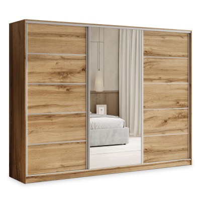 Szafa Przesuwna PINA 235 cm z Lustrem Szafa Trzydrzwiowa z Szufladami